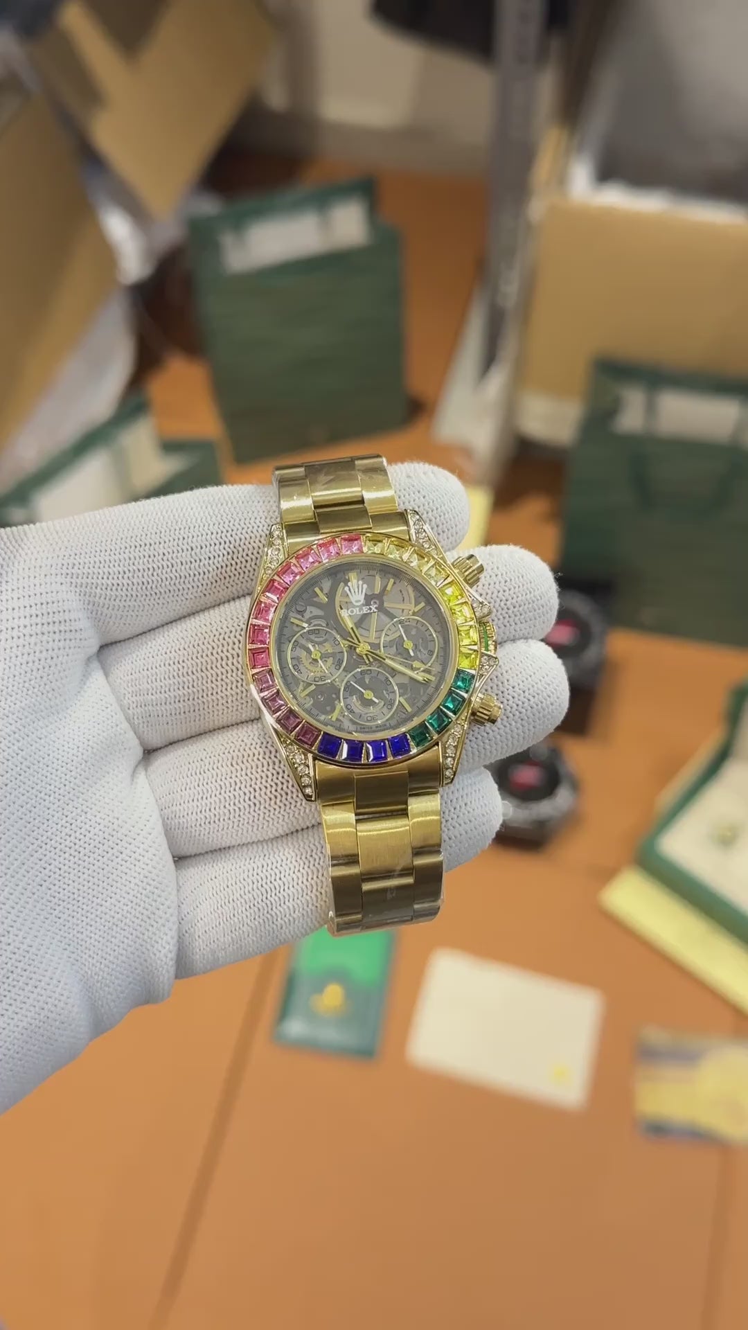 Role_x Oyster Perpetual Daytona Chosmograph Rainbow Gold